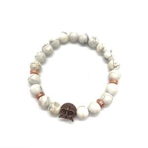 Agate with Rose Gold Accent, stretch bracelet